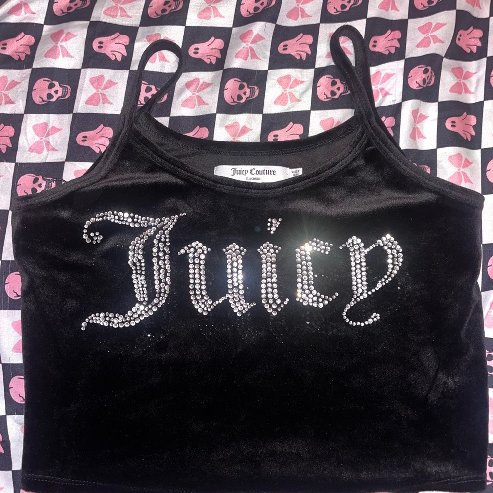 Juicy Couture Black Velvet Top with Rhinestones